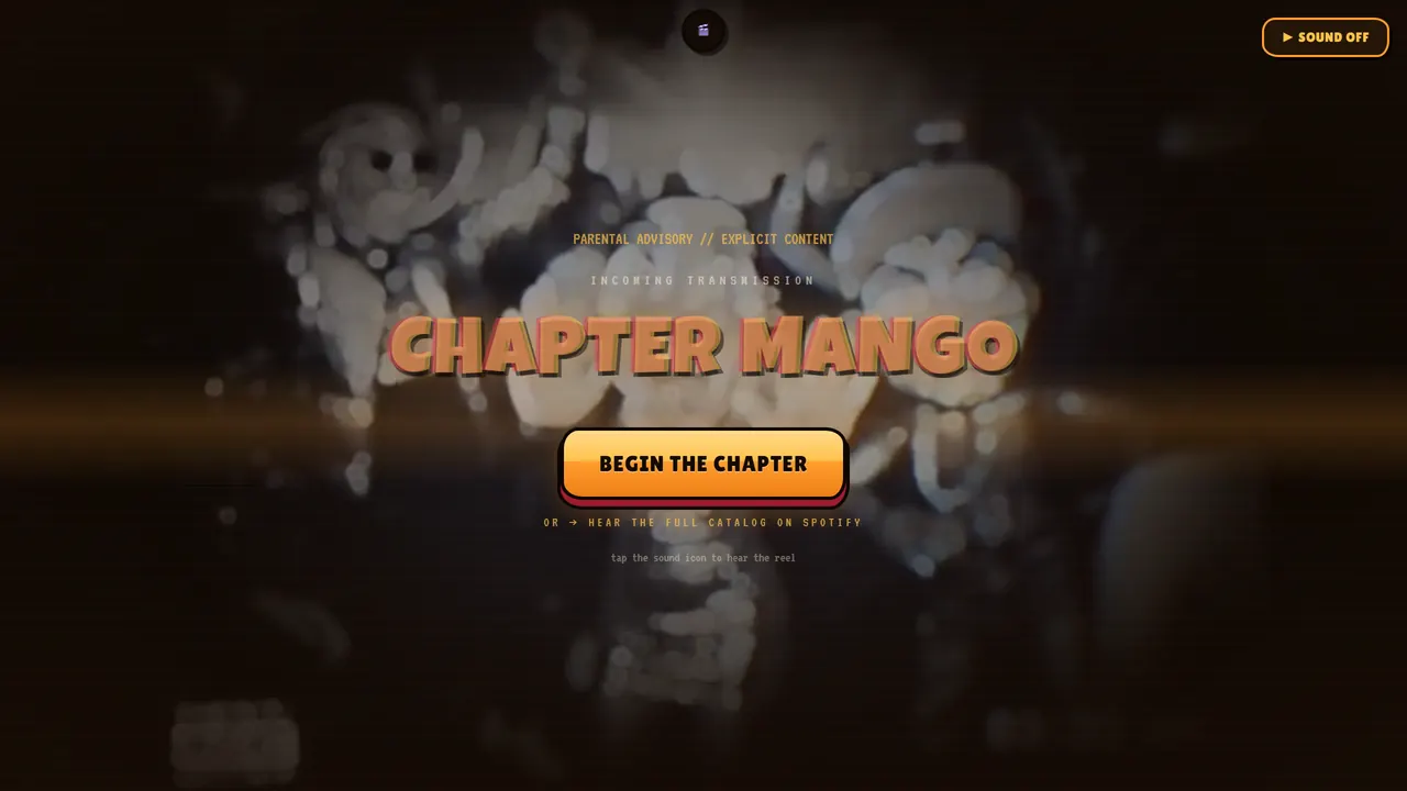 The Chapter Mango title screen as it appears in the browser.