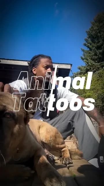 Cam with a dog, from his animal tattoos series.
