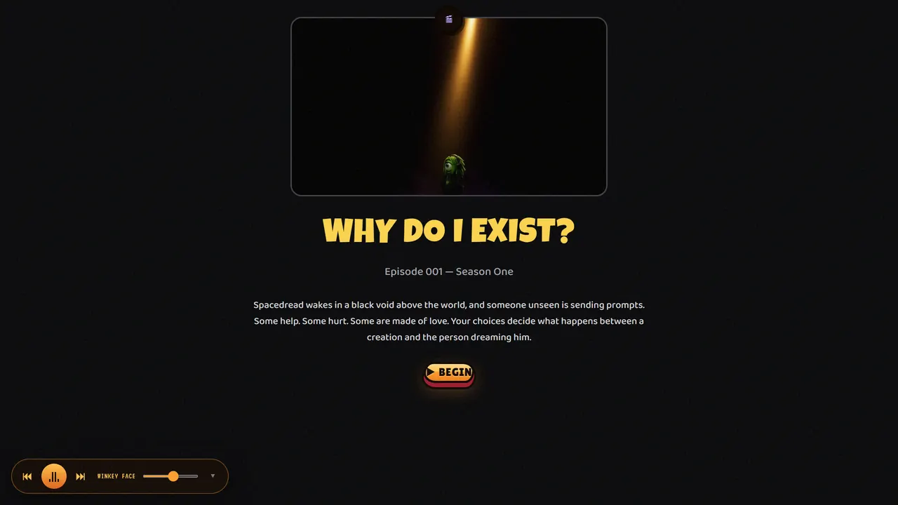A playable Spacedread episode running in a browser.