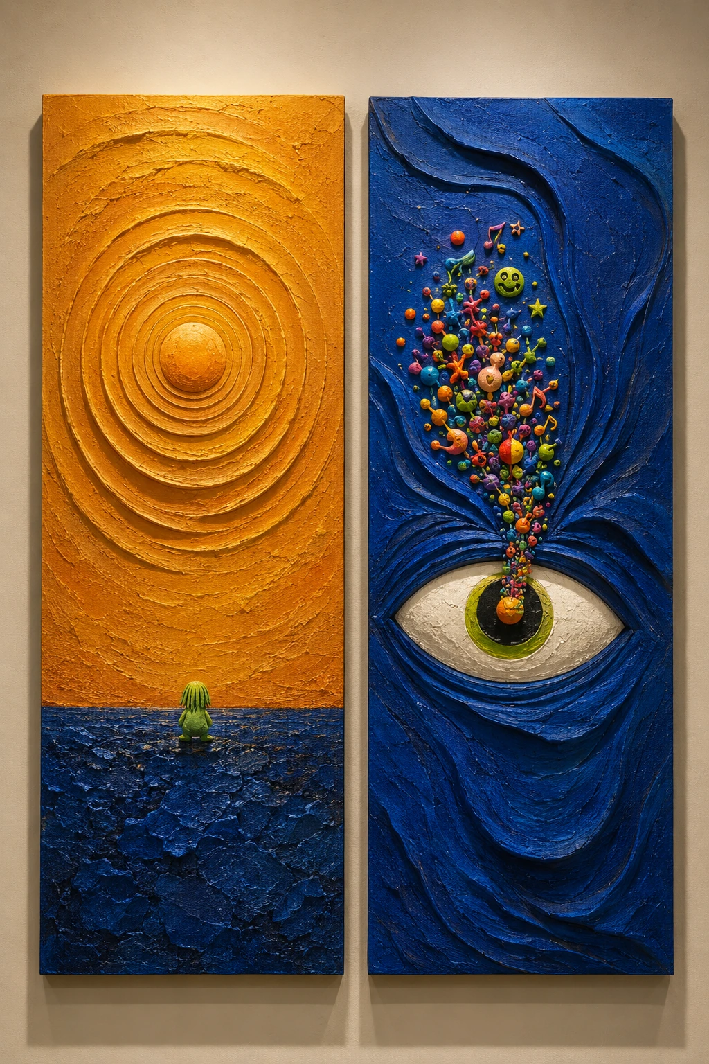 UNTITLED · DUAL SET 02, both original works installed side by side on a wall